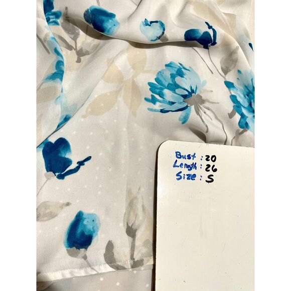 Cami Y2K top reversible polka dots floral blue romantic spring summer women S - Picture 5 of 5